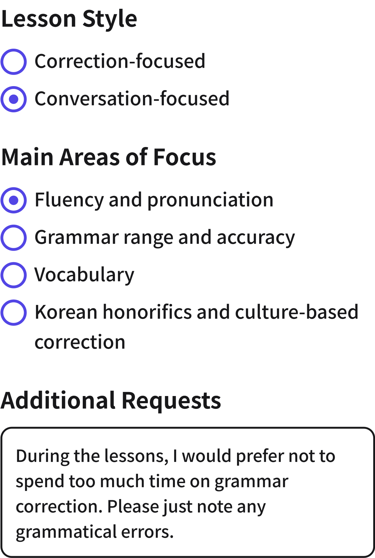 Class Preferences
